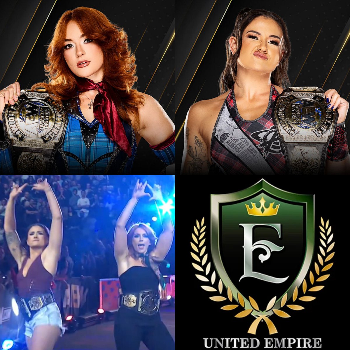 TheDrainmaker's tweet photo. Excalibur officially announced that both Jamie Hayter + Alex Windsor have officially joined United Empire... as they also threw up the crowns during their entrance tonight.

LET'S GOOOOOOOOO. 👑🔥 https://t.co/wboMXqDIzv