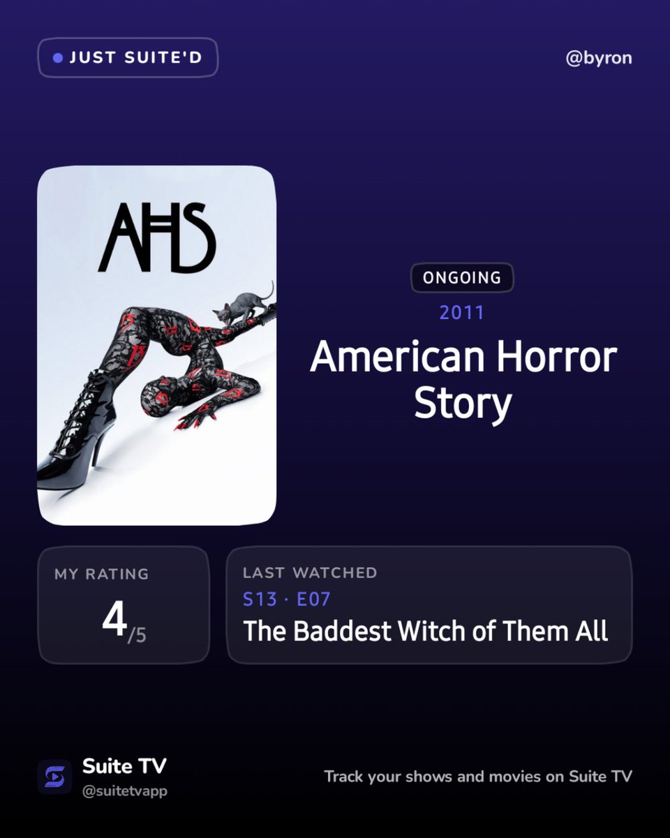byronbelen's tweet photo. #NowWatching American Horror Story S13 | E07: The Baddest Witch of Them All #AHSFX #justsuited https://t.co/xcDXy8lGaF
