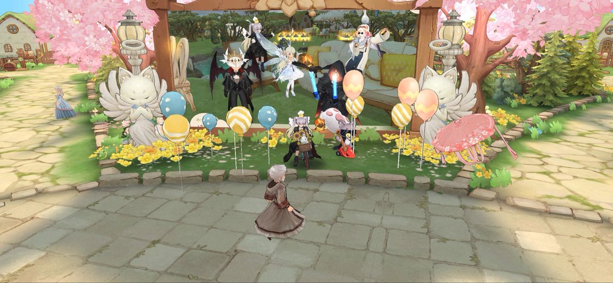 acchonpuriketsu's tweet photo. 昨日はれんちと最後の斥候！
衣装合わせてくれたの？！かわいい♡
ちなここマモンでマウントとって無事中型とれたー♡
町は看板の名前がカオスwww
このおっきな看板、時間がある時町メンで写真撮りたいね♡ https://t.co/C3dgj9lTJE