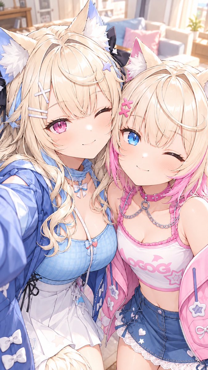 yousty_01's tweet photo. 今日はウィンクの日だよ✨
どう？可愛いかな？😉
Fan Art: FUWAMOCO Fuwawa Abyssgard Mococo Abyssgard #AIイラスト https://t.co/UzfBTkiO4v