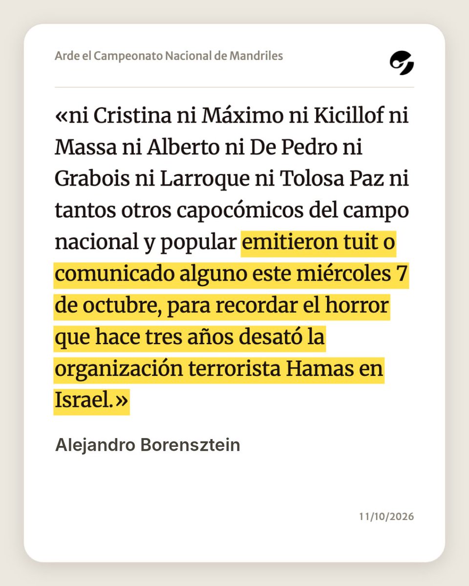 clarincom's tweet photo. ARDE EL CAMPEONATO NACIONAL DE MANDRILES

Semana difícil, ideal para distraernos con el torneo que apasiona y entretiene al mundo de los medios y la política.

Por Alejandro Borensztein: https://t.co/bqGvVgQCrc