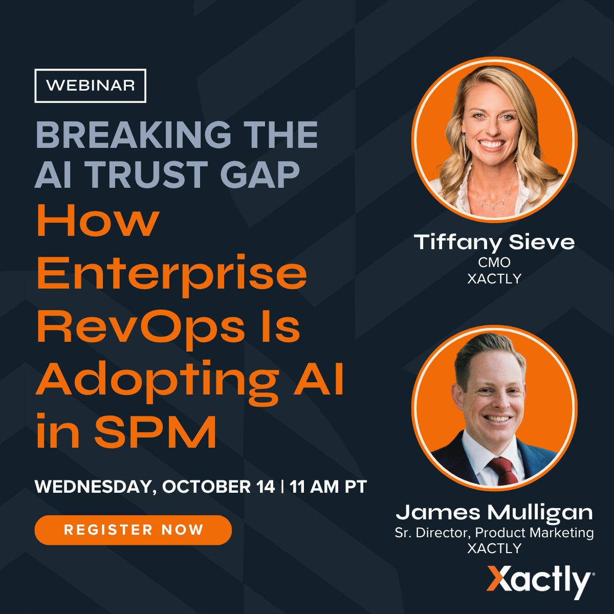 Xactly's tweet photo. Reminder: Breaking the AI Trust Gap webinar is almost here. See how enterprise RevOps is adopting AI in SPM. Register now: https://t.co/TLBRzS98R2 https://t.co/Kcx17EcB5D
