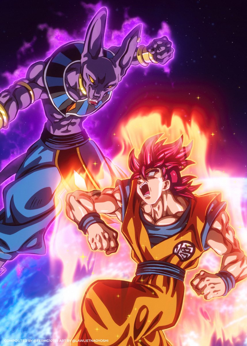 LawlietNaoyoshi's tweet photo. Goku Ssj God vs Beerus [Redraw] https://t.co/HB01ac2O3V