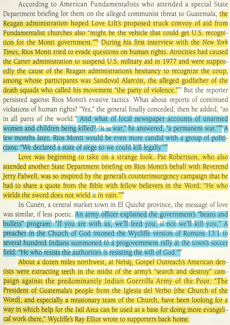 toxictiramisu's tweet photo. Evangelical groups worked w/ Guatemala's CIA dictatorship herd Mayan Indians into "model villages" run w/ the army. The army then tortured &amp; massacred thousands of Mayans, including women &amp; children, using machetes &amp; beheadings. lsꝛæIi experts trained church members in torture. https://t.co/doNzs5VJdu