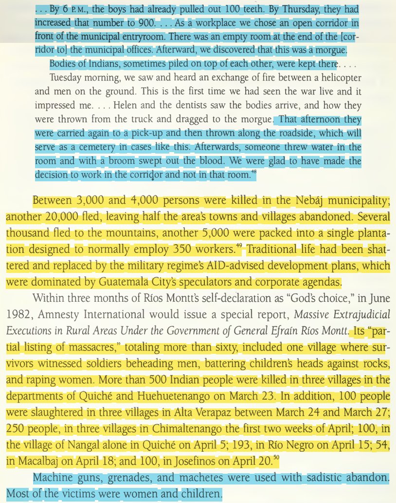 toxictiramisu's tweet photo. Evangelical groups worked w/ Guatemala's CIA dictatorship herd Mayan Indians into "model villages" run w/ the army. The army then tortured &amp; massacred thousands of Mayans, including women &amp; children, using machetes &amp; beheadings. lsꝛæIi experts trained church members in torture. https://t.co/doNzs5VJdu