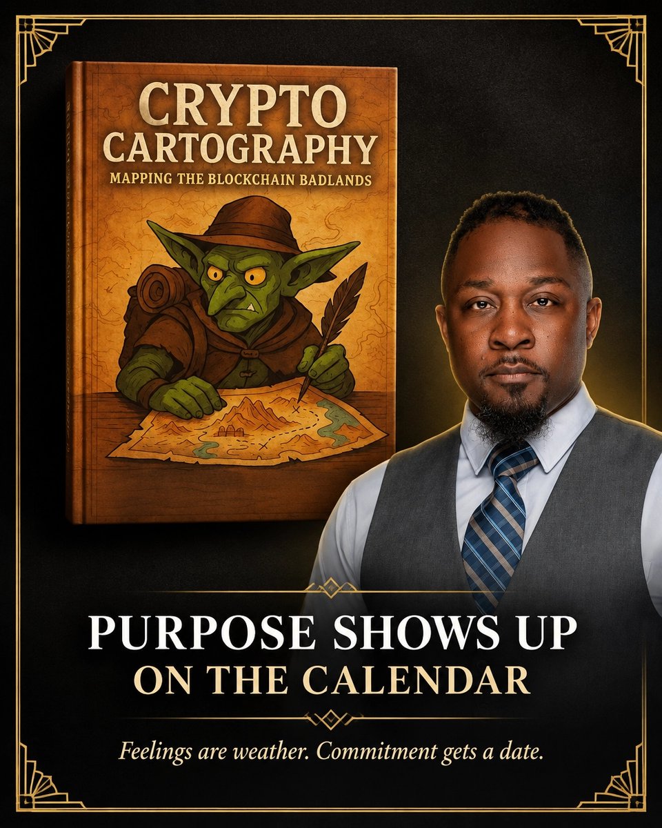DemoineKinney's tweet photo. Purpose isn’t a feeling. I put mine on the calendar, and let faithfulness lead. Join my beginner crypto class. Read The Crypto Cartographer. Tap to buy your copy now on Amazon. https://t.co/5RLNb98juK https://t.co/3ZKKTbAf2r