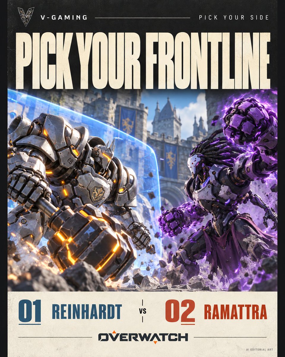 V_Gaming_V7's tweet photo. Overwatch: pick your side. 🎮

7 choices, one pick each.

Fan art reimagined with AI. Overwatch © Blizzard Entertainment.

#VGaming #Overwatch #Overwatch2 #GamingArt #AIArt https://t.co/GOvMVj6dBb