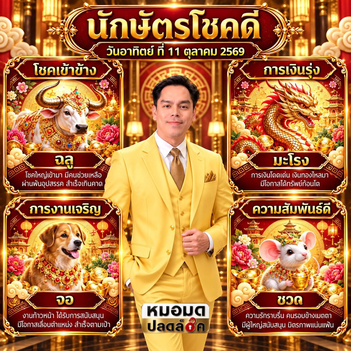 MormodPlodlock's tweet photo. นักษัตรดวงดี ประจำวันที่ 11 ตุลาคม 2569

#นักษัตรดวงดี ฉลู, มะโรง, จอ, ชวด 
#ปลดล็อคไลฟ์Daily
#LifeTips
#Upgradeชีวิต
#มูอย่างมีสติ
#สายมูยุคใหม่

* เคาะที่นักษัตรตนสองทีเพื่อปลุกพลัง*

📥 ปรึกษา #ดูดวง #ฮวงจุ้ย #ฤกษ์มงคล #ปลดล็อคคลับ

#หมอมดปลดล็อค https://t.co/1b586U0ZcX