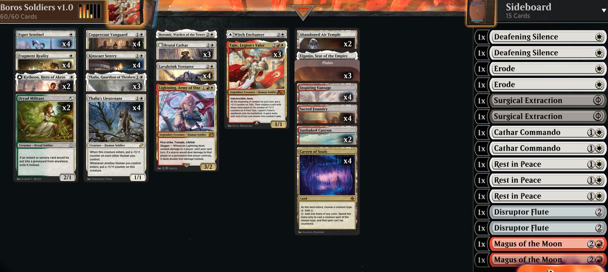 MTGJankTank's tweet photo. Boros Soldiers v1.0
[Historic]

https://t.co/vD9UcyaWPu 

#mtg #mtga #mtgarena #magicarena #magicthegatheringarena #magicthegathering #realityfracture #MTGxFRA https://t.co/VpPOOWLNM4
