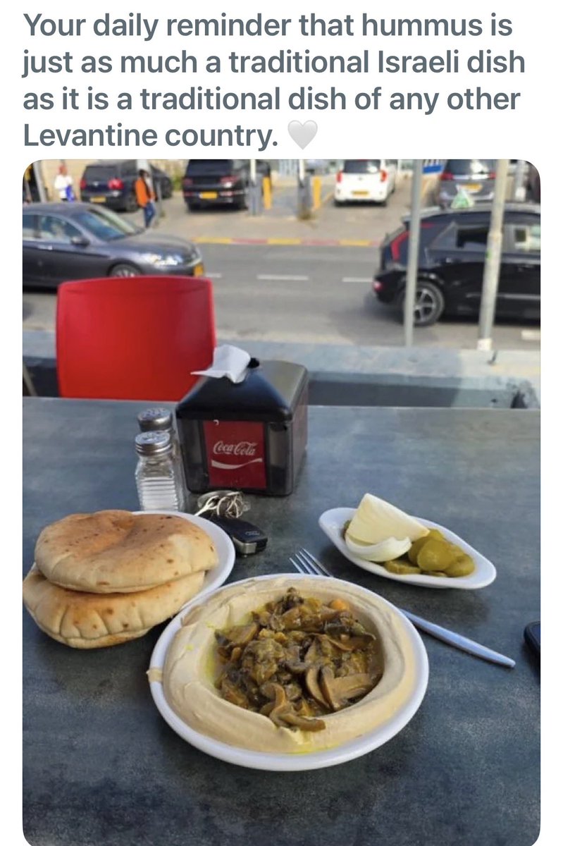 abierkhatib's tweet photo. HUMMUS WITH MUSHROOMS?! 😂 Not a single Middle Easterner is claiming this abomination. 

That’s Russian and Polish colonizer cuisine, babes. 💀 https://t.co/6y97R3kb0g