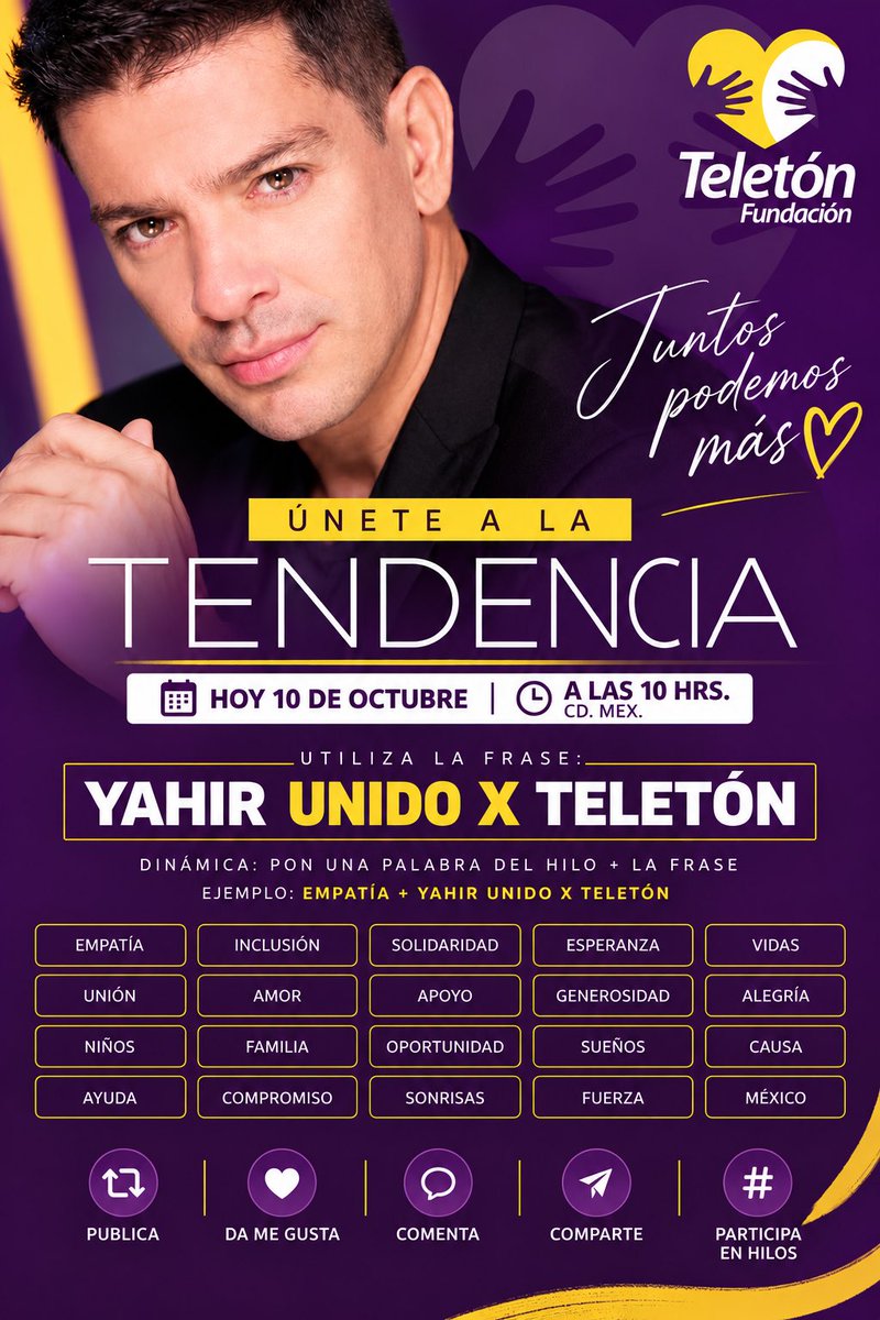 luluclipslcdlf's tweet photo. Sigue la dinámica 
Comenta una palabra de la cajita seguido de la palabra de tendencia 
 
Ejemplo: empatía YAHIR UNIDO X TELETÓN

#Yahir
#Teletón2026 
#TeletónMX 
#Teletón https://t.co/jLnsVpGpy4