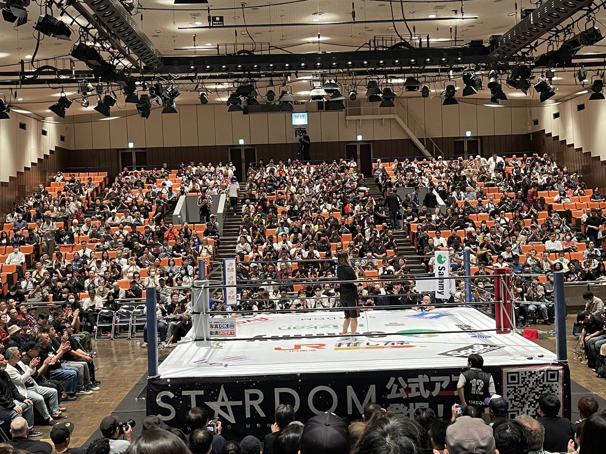 shisamadano's tweet photo. 試合に先立ち、#姫ゆりあ さんから18日の宇都宮大会で半年振りの復帰の告知。

#STARDOM https://t.co/rHoI4IRmo9