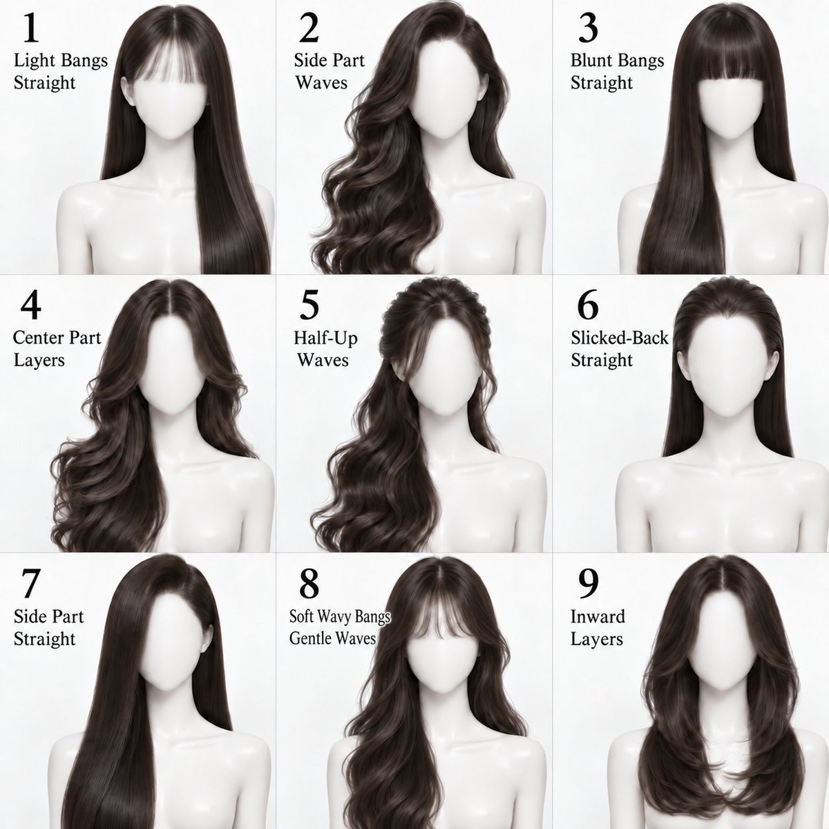 Mio_2am's tweet photo. ロングヘアのスタイルを9種類デザインしました 💇‍♀️✨
引用ポストも、髪型の使用もご自由に！
どのスタイルが一番好きですか？
I designed nine different long hairstyles 💇‍♀️✨Feel free to QT and use these hairstyles! Which one is your favorite? https://t.co/yiyhTyRwLt