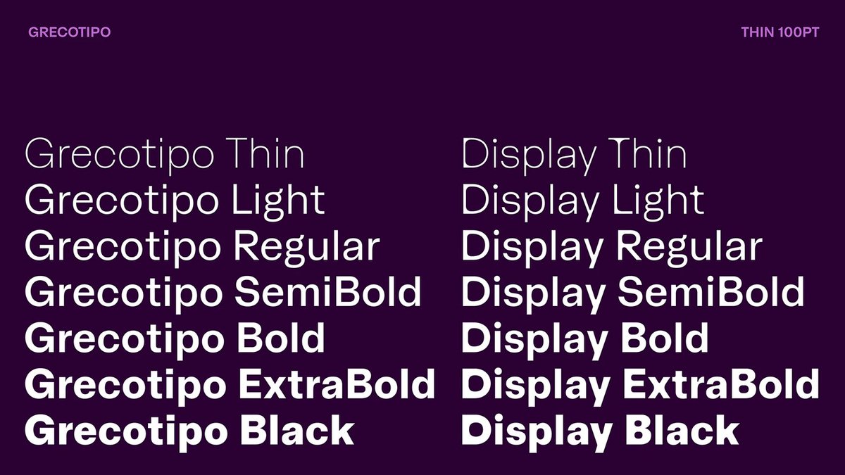 abduzeedo's tweet photo. More Plau, because they keep getting it right. Grecotipo is a 32-font family for the Brazilian studio Greco, with a Display cut that has soft rounded counters. Look at that lowercase g.

https://t.co/2P4WAoxvVr https://t.co/6r661J210a