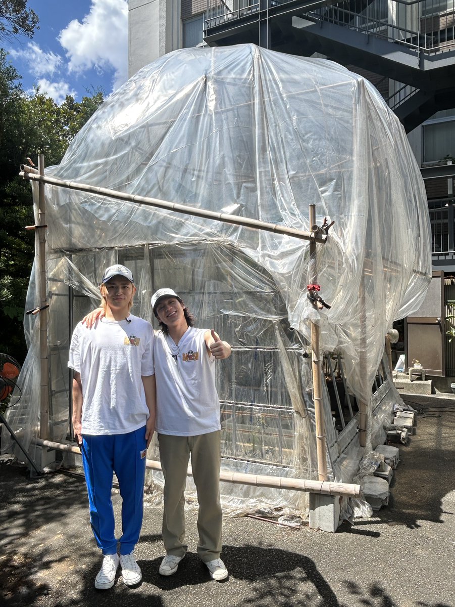 tetsuwan_DASH's tweet photo. ／
今夜7時 #鉄腕DASH 💪
＼

⋱DASHオフショット📸⋰

南国班長・松田＆篠塚コンビ🏝️

奇跡のカカオを暑さから守れ！🫡🌱
2人で力を合わせて奮闘します🔥

〖 新宿DASH🍫 〗
#松田元太(Travis Japan) 
#篠塚大輝(timelesz) https://t.co/qbTAdSUafG
