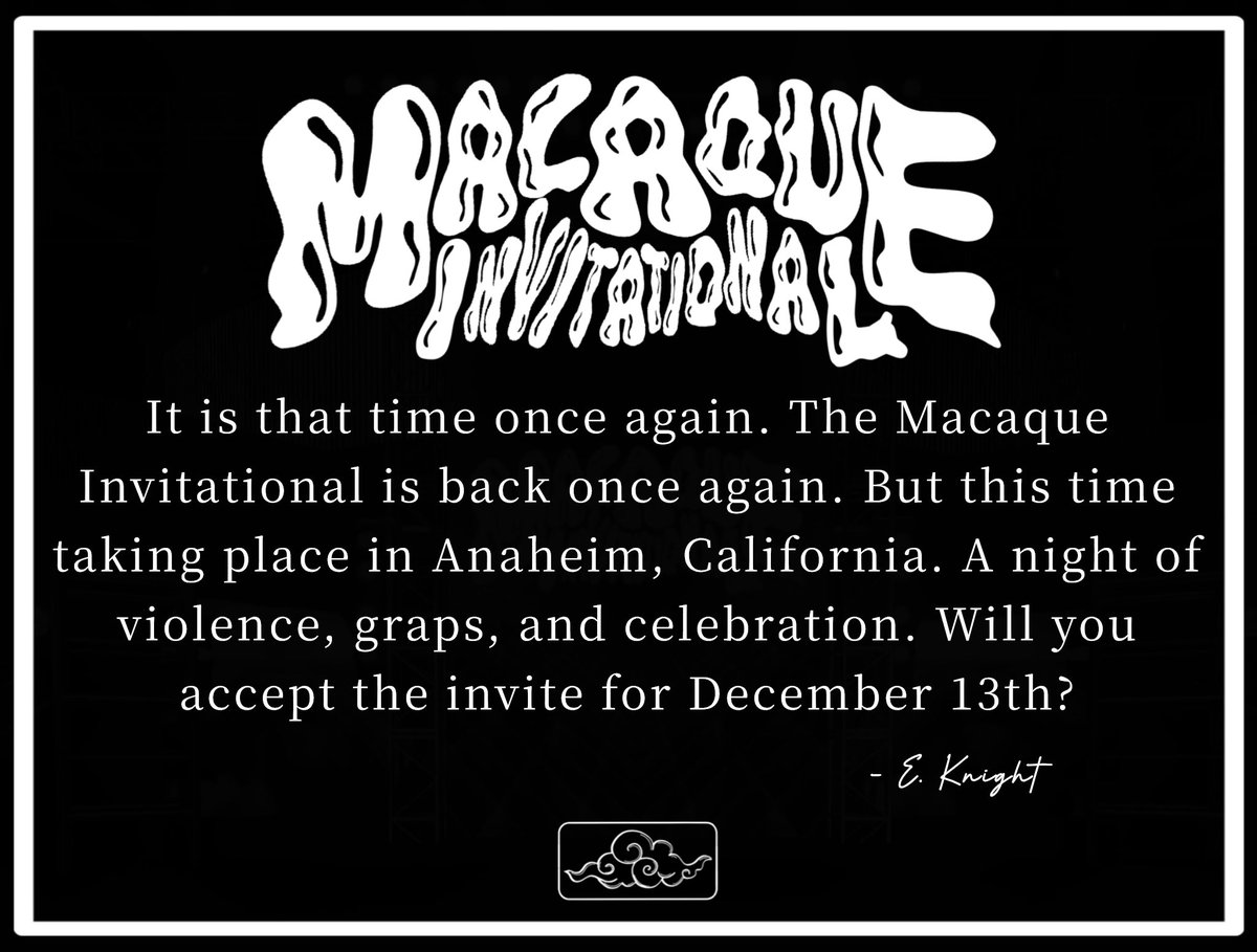 TrueFang_'s tweet photo. ***ANNOUNCEMENT***

We will returns back to the Weeping Angel on December 13th for the Macaque Invitational.

#macaqueinvi https://t.co/W48u5AjnFC
