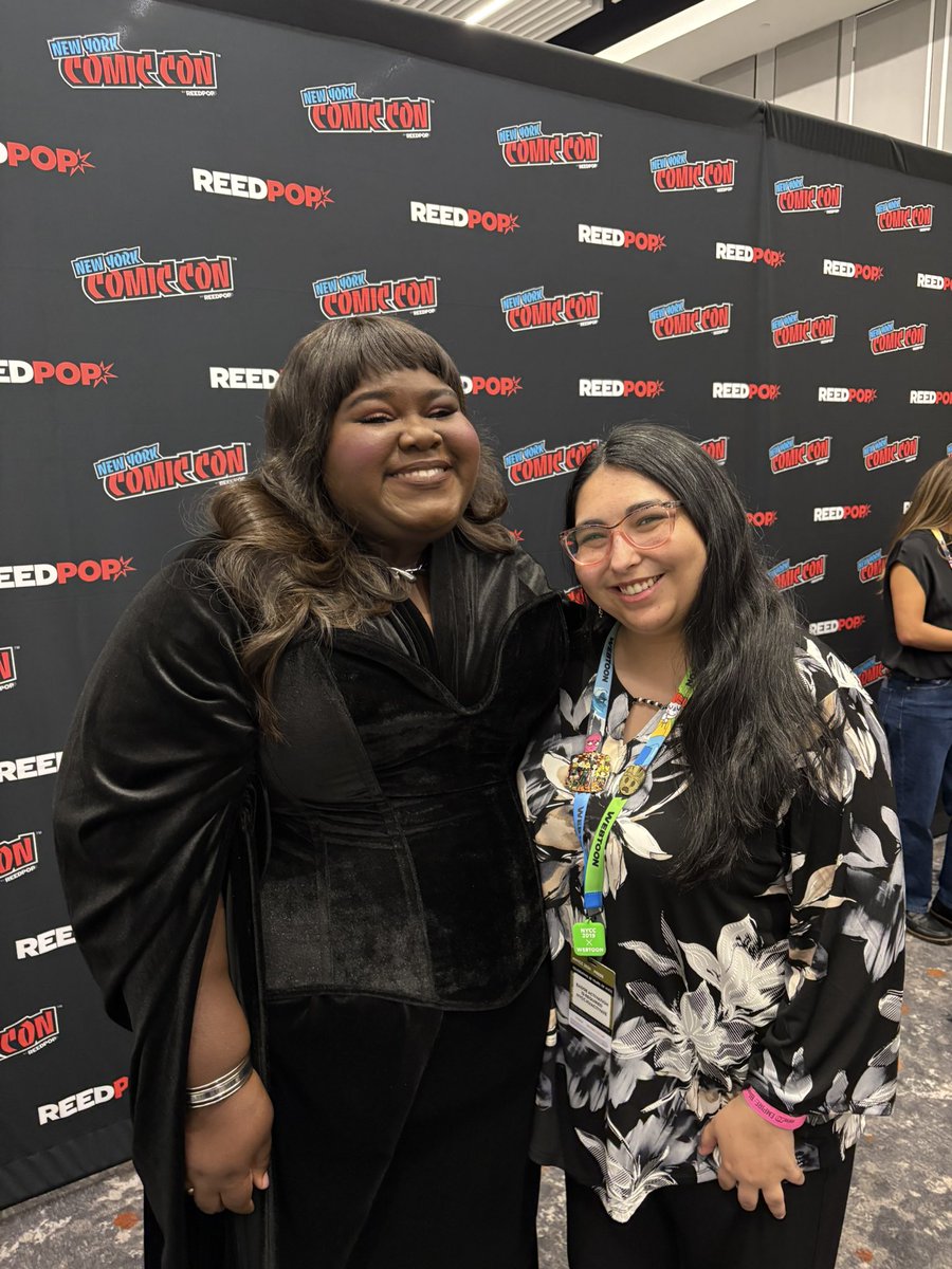 srsoto26's tweet photo. It’s the season of the witch 🧹

Loved getting to speak with the #AHS13 cast and costume designers at #NYCC! @praisethelourd and @GabbySidibe shared some especially meaningful stories with me about the beauty of conventions. https://t.co/0irL7Yk8wS