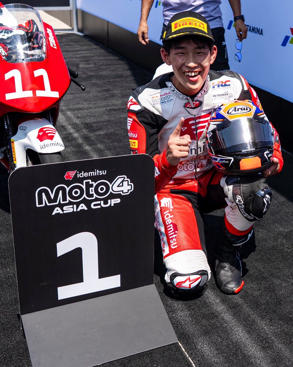 moto4asia's tweet photo. Nothing comes remotely close to the feeling of your first-ever victory 🫶✨

Congratulations, Kotaro! 

 #Moto4Asia #RoadToMotoGP https://t.co/b5JbzyzVJf