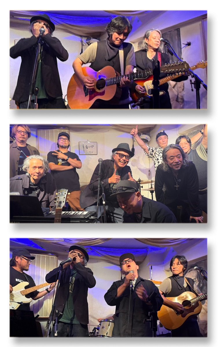 summers61281's tweet photo. 2026.10.10下北沢ラウン #TresBorrachos  LIVEへ🌙*.｡
立呑みROOFTOPメンバー総集結した豪華セッションLIVEで🎸🌟⋆꙳
音楽を存分に楽しまれる姿から身体の芯まで響く演奏＆歌声を目の前で堪能することができ、超楽しく最高でした‼️(；；)✨❤️‍🔥
#江上徹 #相島一之 #GIBRO 
#JUK  #みともたつや #森拓也 https://t.co/yxkrPYcpP0