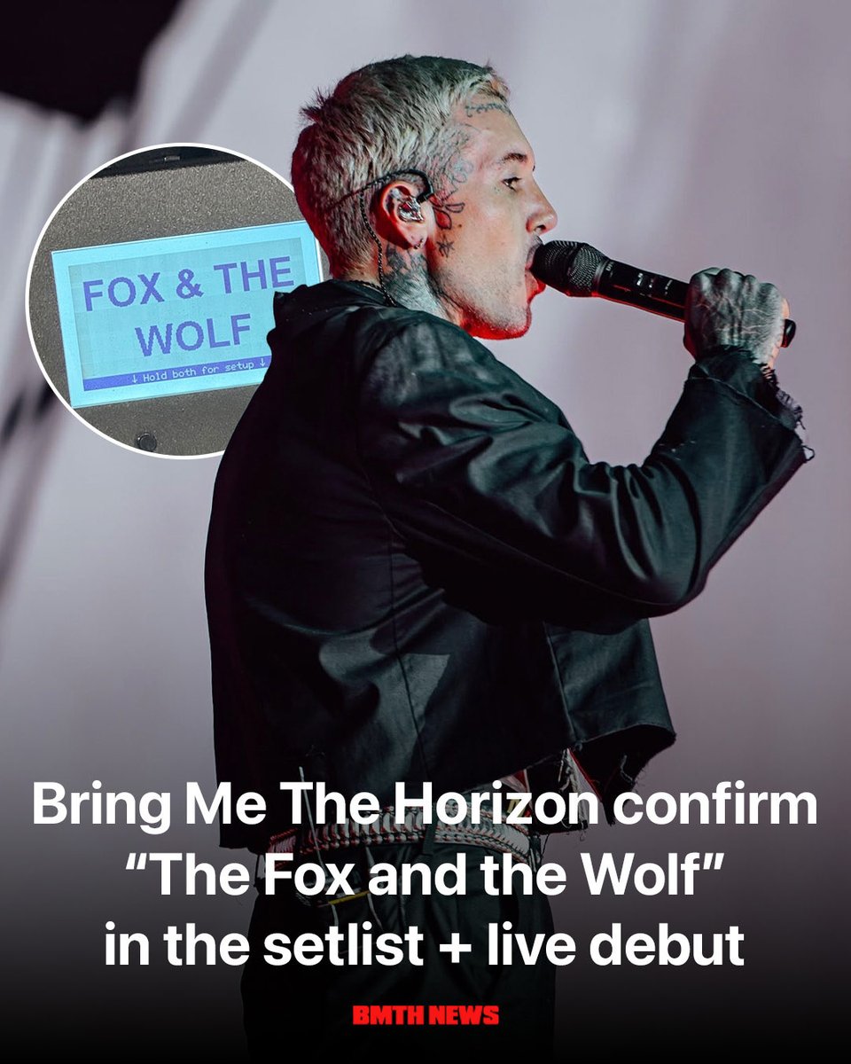 bmth_news's tweet photo. OFFICIAL🚨: Bring Me The Horizon have confirmed “The Fox and the Wolf” is in the Furnace Fest setlist and will receive its live debut this weekend. https://t.co/d1NEvTRmSx