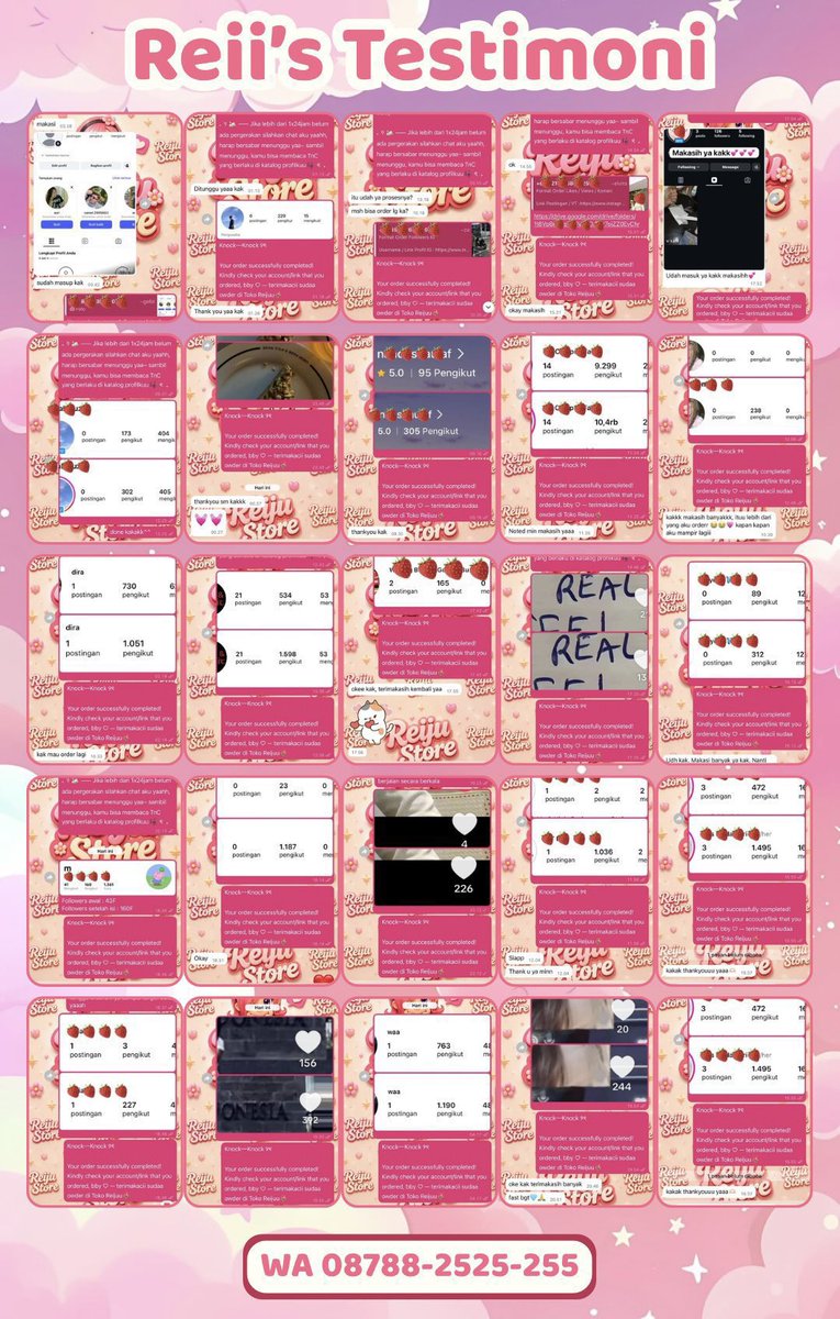 Calyseaa's tweet photo. 🌷Reiju’s Sosmed Termurah
Sudah 300++ Testimoni Sejak 2024

💌 WA: https://t.co/sx2Dm1hKvT

Jasa Followers Ig Tiktok Jual Wts Wtb Shopee Indonesia Indo Murah Likes Views View Like Buzzer Beli Comment Zonauang Komentar Komen Saves Tambah Instagram Share Folls Foll Upfoll Suntik Tt https://t.co/zf8a5R2Huv