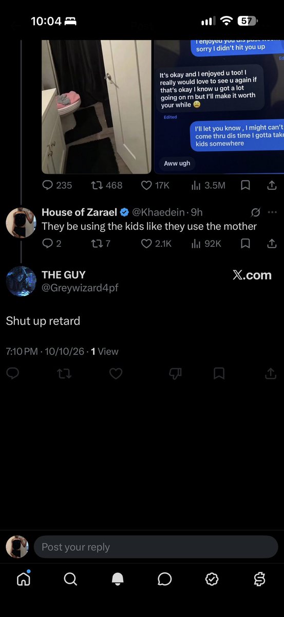 Khaedein's tweet photo. I think if people block you &amp; they make a post to you. The last thing they say should also be deleted since you can’t respond directly to them @elonmusk @X https://t.co/q4QFcNIVG4