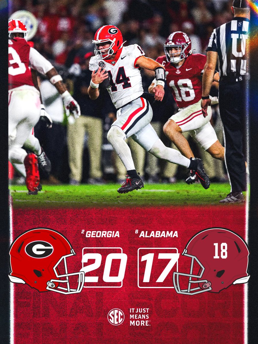 SEC's tweet photo. DAWGS GET THEIR FIRST WIN IN TUSCALOOSA SINCE '07  🐶

@GeorgiaFootball x #SECFB https://t.co/G7i9va8PsN