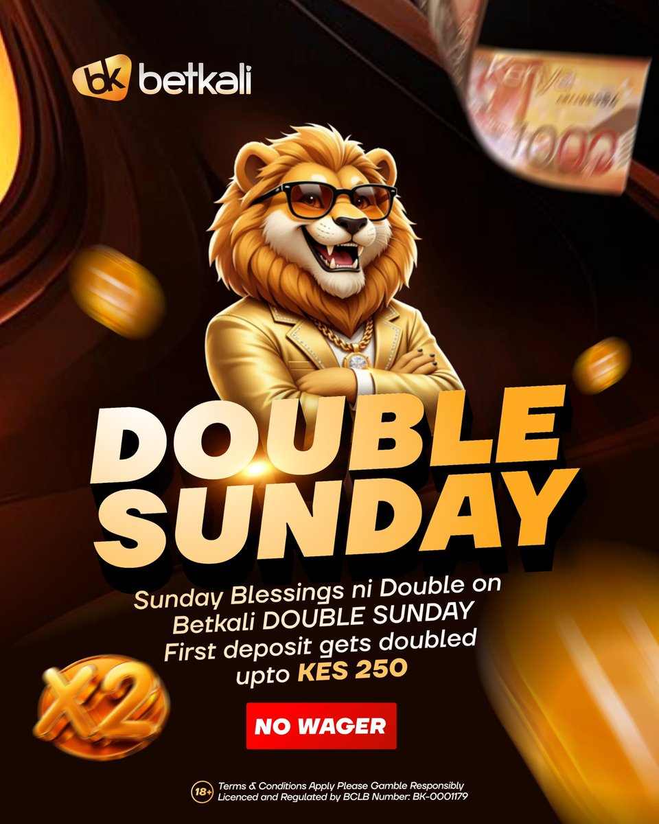 BetkaliKe's tweet photo. Good morning wadau!! Wadau Leo tunadouble first deposit yako hadi KES 250 on Double Sunday! 
💸 Deposit 100 → Pata 100 EXTRA
💸 Deposit 200 → Pata 200 EXTRA
💸 Deposit 250+ → Pata 250 EXTRA
✅ No extra wagering requirement!
⚽ Tumia bonus yako kwa 8+ Sportsbook picks
🎯 Min odds 1.80 per selection

👉 https://t.co/SI6DRP6OTi
DOUBLE SUNDAY IKO LIVE! 

#Betkali #DoubleSunday