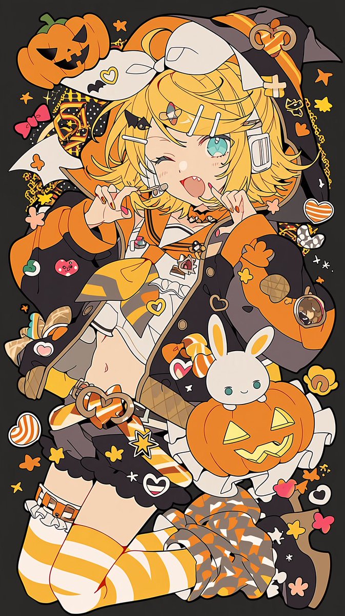 killergangAI's tweet photo. リン
 #ハロウィン  #Halloween 
 #鏡音リン https://t.co/CqPtUu6RNR