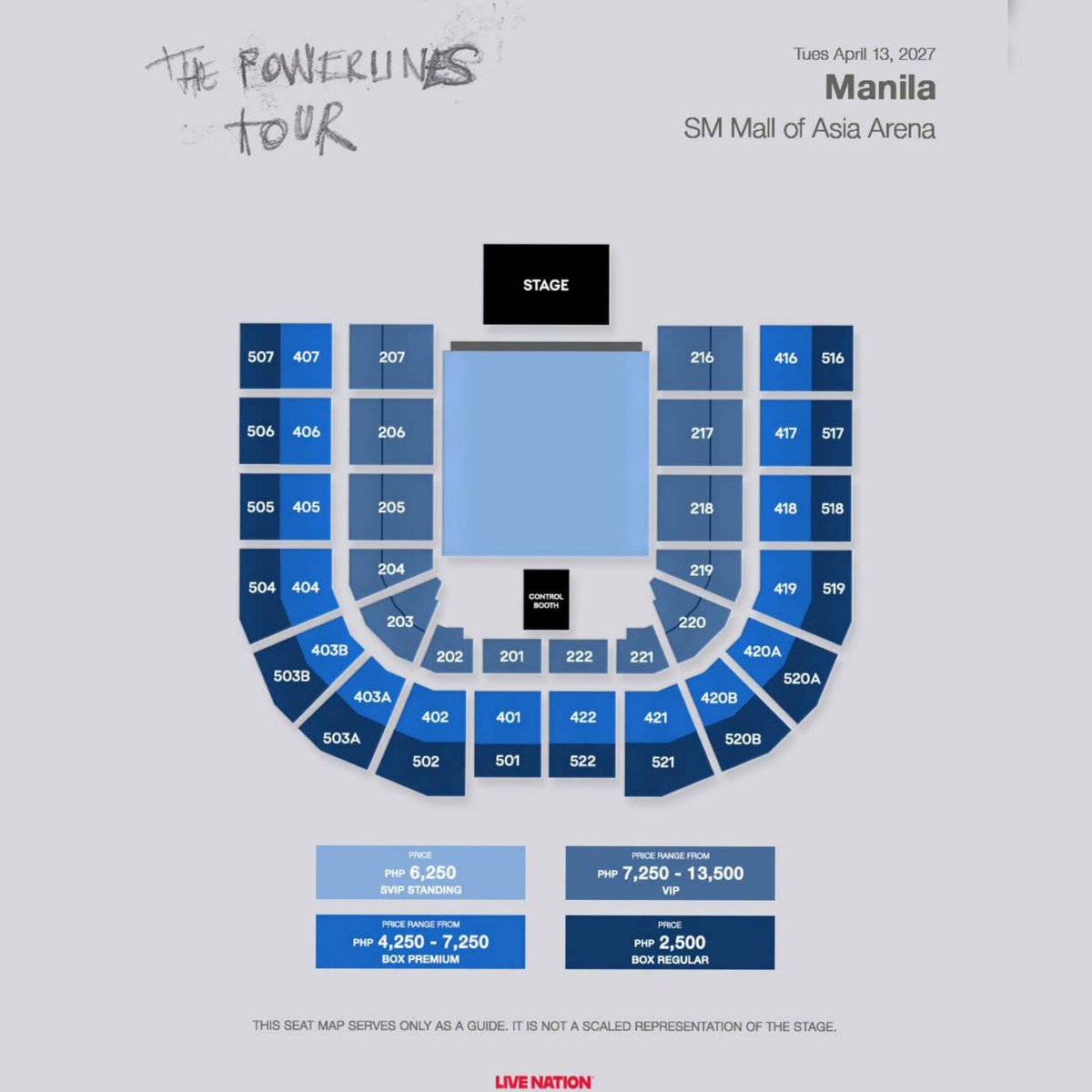philconcerts's tweet photo. Heads up, beabadoobee fans! ✨

Ticket prices and VIP packages for The Powerlines Tour are here.

📅 April 13, 2027
📍 SM Mall of Asia Arena

Presale schedule:
• Artist Presale: Oct 12, 10AM – Oct 13, 10AM
• Mastercard Presale: Oct 13, 12PM – 11:59PM
• LNPH Presale: Oct 14, 12PM – 11:59PM
• General Onsale: Oct 15, 12PM

By @livenationph