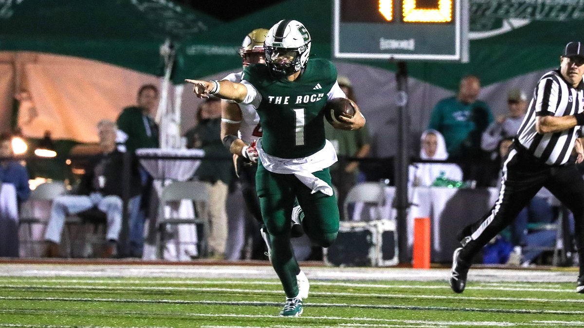 Rock_Athletics's tweet photo. FB: No. 8 Slippery Rock set a program record with 458 rushing yards and put up 723 yards of total offense in a 59-14 win over Seton Hill Saturday night. Recap, stats, highlights, postgame reaction and photos at the link👇 

Recap🔗: https://t.co/dbadCoTq7j https://t.co/6bbqND8bBM