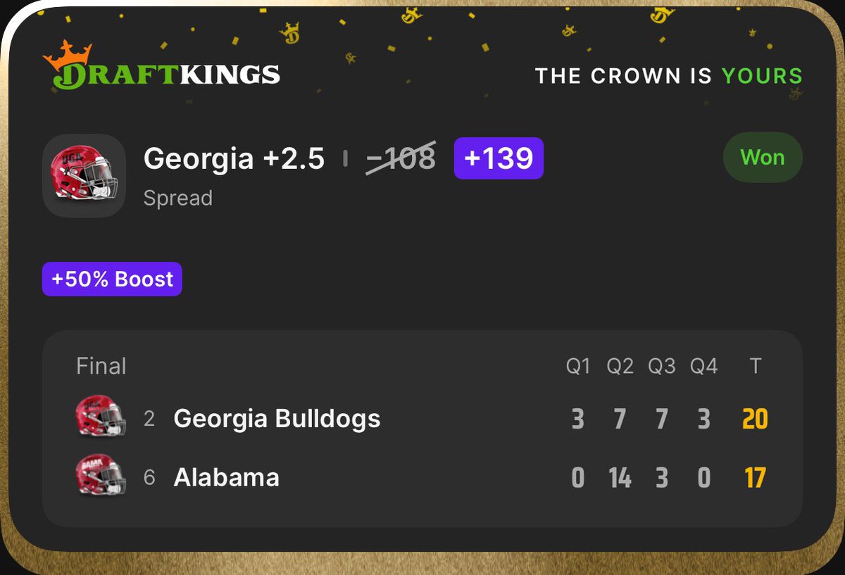 TheADSuga's tweet photo. Max Bet WINNER LFG!!! Go DOGS!!!! #Bets #DraftKings #Sportz #CFB https://t.co/QJ3zqDCj7A
