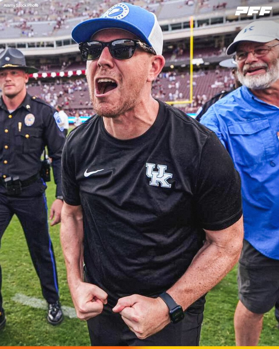 PFF_College's tweet photo. Kentucky has already matched their 2025 win total in year one under Will Stein📈

2025: 5-7
2026: 5-1 https://t.co/WDDjnTeJqB