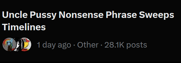 redditpawjob's tweet photo. Uncle Pussy Nonsense Phrase Sweeps Timelines https://t.co/yJTad1TwWP