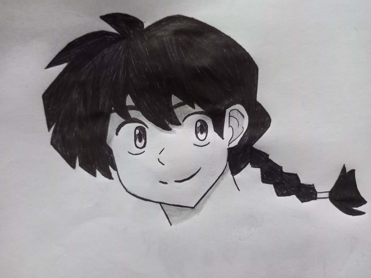 Shu_Vtuber's tweet photo. Nossa fazia mt tempo que não pegava em um papel pra desenhar. Me bateu uma vontade por conta de Ranma½ que tô revendo. https://t.co/nf2tKHfGuh