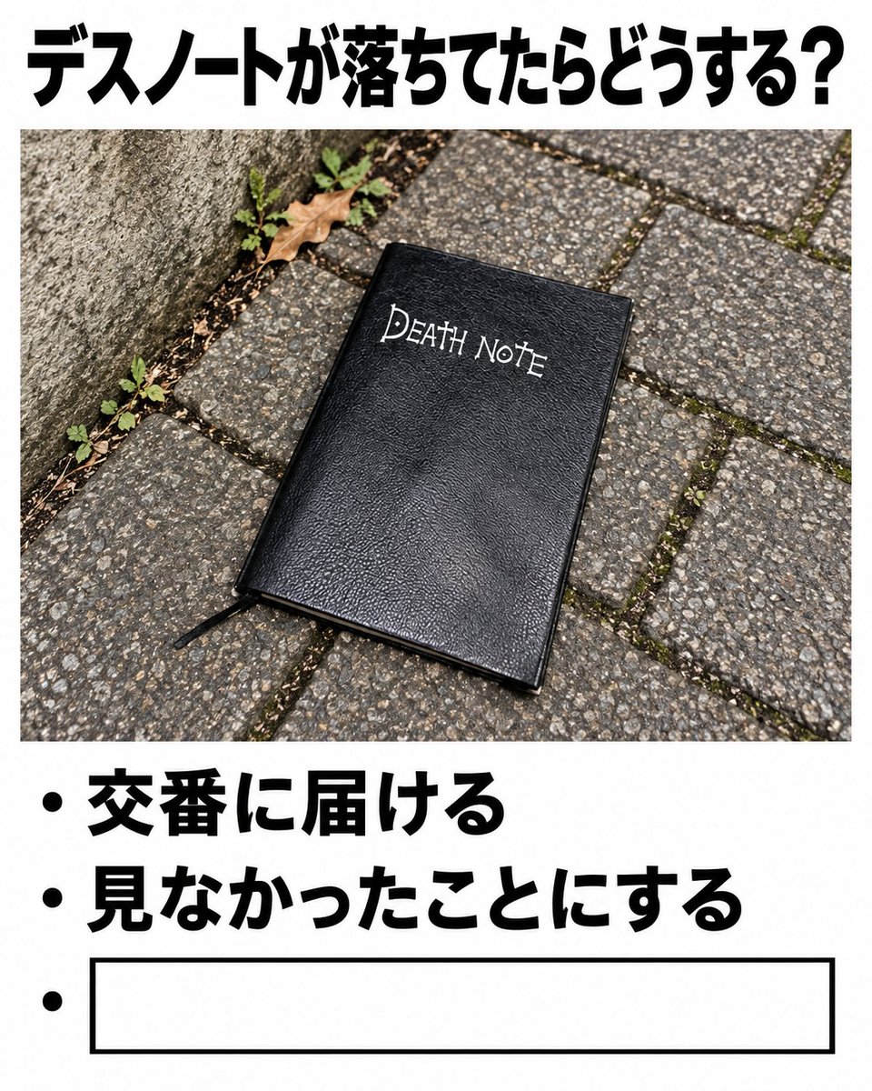 Ogiribot's tweet photo. 【お題】
デスノートが落ちてたらどうする？ https://t.co/RiNG0aKBLd