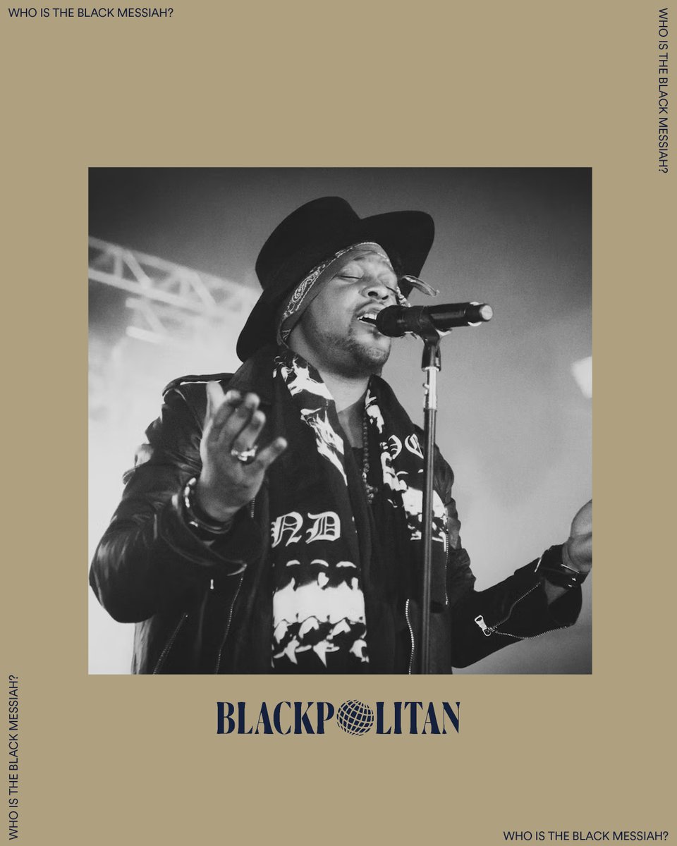Blackpolitan's tweet photo. Who is the Black Messiah? We trace D’Angelo’s spiritual inheritance, finding salvation in ordinary Black lives and in the power of breath, love, and music to trouble an oppressive world.

More: https://t.co/QsLaNU77ft https://t.co/QGSCvlVXFu