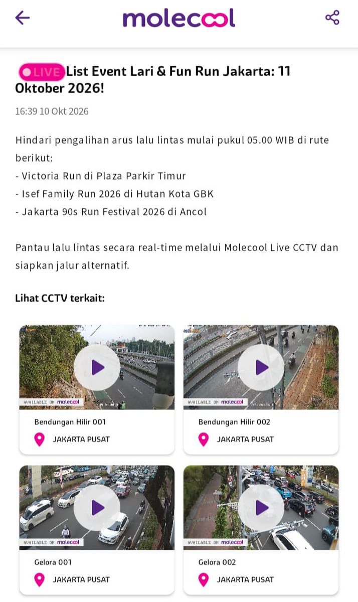 molecool_id's tweet photo. List Event Hits Weekend Ini di Jakarta, Yuk Merapat!

Pantau Molecool Live CCTV untuk cek lalu lintas terkini dan hati-hati di jalan!
#InfoLalin #Molecool #TemanDiJalan 
https://t.co/N6GcJOuiY8 https://t.co/k0NEtgZMJy