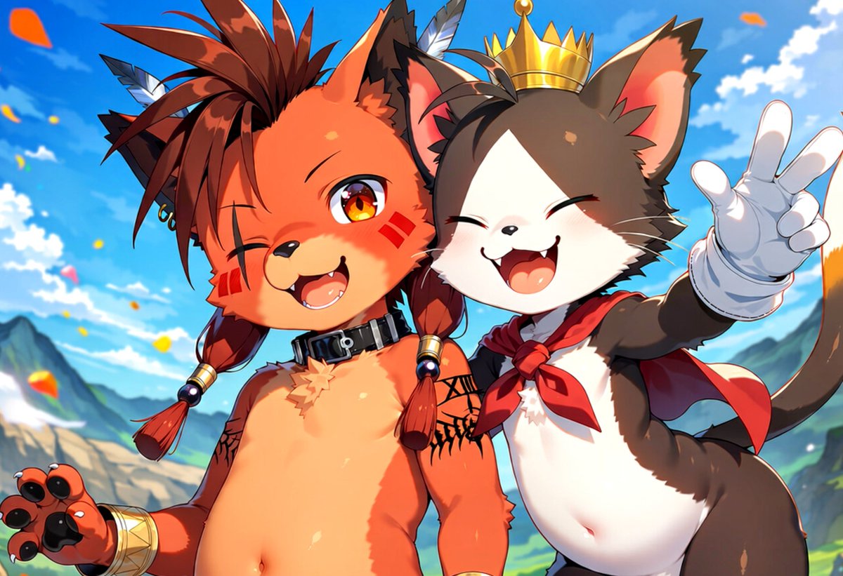 con_chiki's tweet photo. 仲良しペア（ナナキ×ケット） https://t.co/lxA9qF7sHz