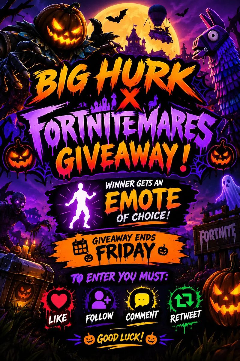 Hurk01's tweet photo. You want a emote 🎁 

Follow @Hurk01 and @Gracierosebby

Do the usual read image 😀

Will be drawn on FRIDAY

Art work done by the amazing @Gracierosebby

Not a requirement but consider using code HURK in your item shop

#ad https://t.co/Da92josAz8