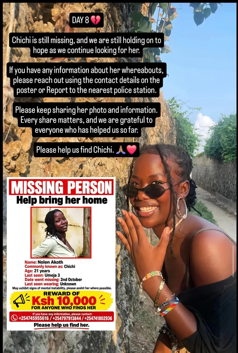 Wamathai's tweet photo. Nolen Akoth is also missing. If you see her, call the police or the family. Please RT. https://t.co/xqVvtEoW7T