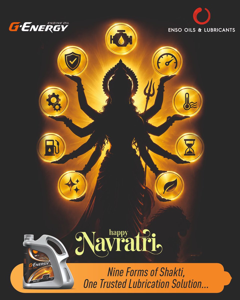 ensooils's tweet photo. π Nine Forms of Shakti,
πͺ One Trusted Lubrication Solution! π’οΈβ¨
πΊ Happy Navratri! ππ±
#HappyNavratri #Navratri2026 #NineFormsOfShakti #MaaDurga #GEnergy #TrustedLubrication #StrengthAndProtection #LubricationExcellence #ENSOGroup #ENSOOilsAndLubricants https://t.co/rptIRORT5U