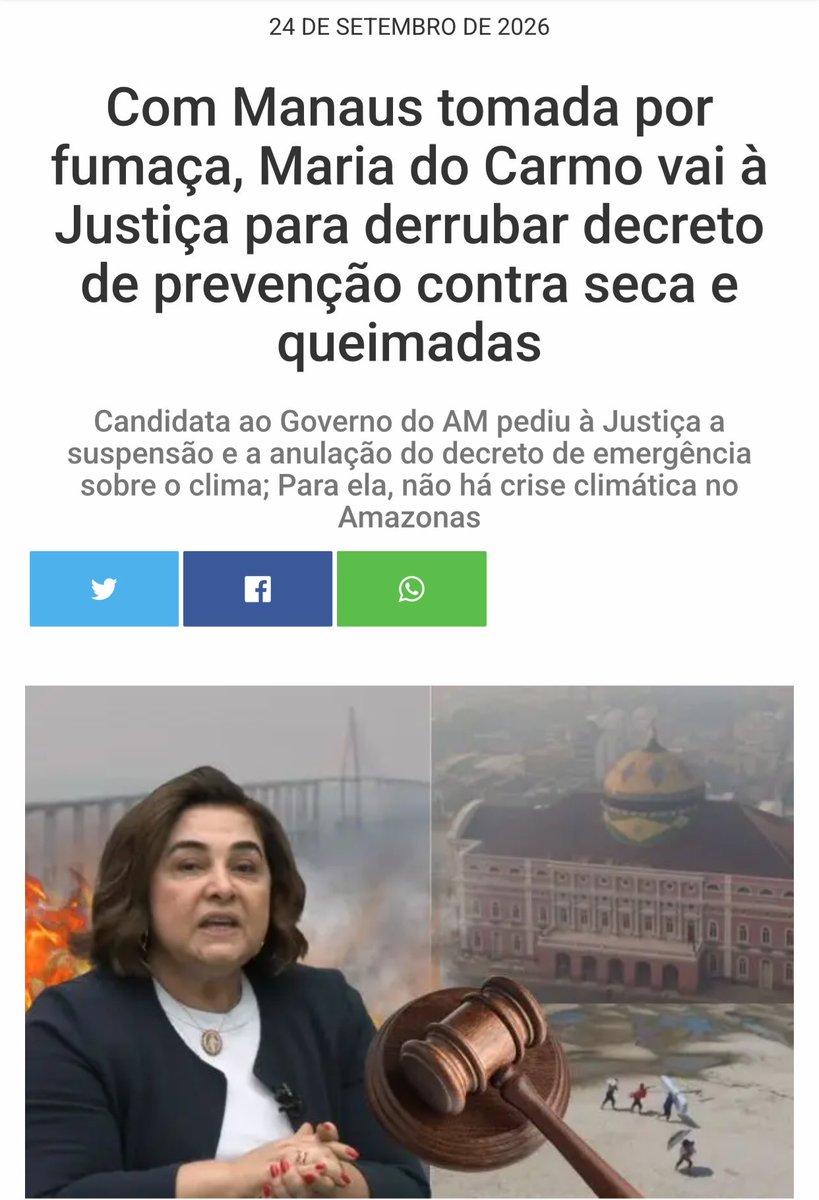 imdbecca's tweet photo. @Felipee159Pro @vozdadireitaof @Wagnerxsl20 @poptime o problema tá nos políticos do nosso estado mesmo, agora uma mulher que simplesmente diz NÃO EXISTIR CRISE CLIMÁTICA (PL) tá no segundo turno pra governador. manaus vota pela própria desgraça https://t.co/W80JkE5erk