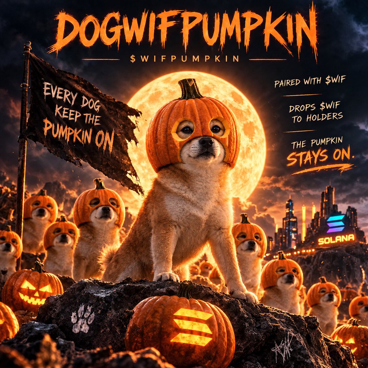 wifpumpkinonsol's tweet photo. Every dog deserves a pumpkin on its head.

The hat started the legend. The pumpkin is taking it to another level.

$wifpumpkin is paired with $WIF and drops $WIF to holders just for holding.

The next wave of dogs is coming.

The pumpkin stays on. 🎃 https://t.co/xcaxFFtTlp
