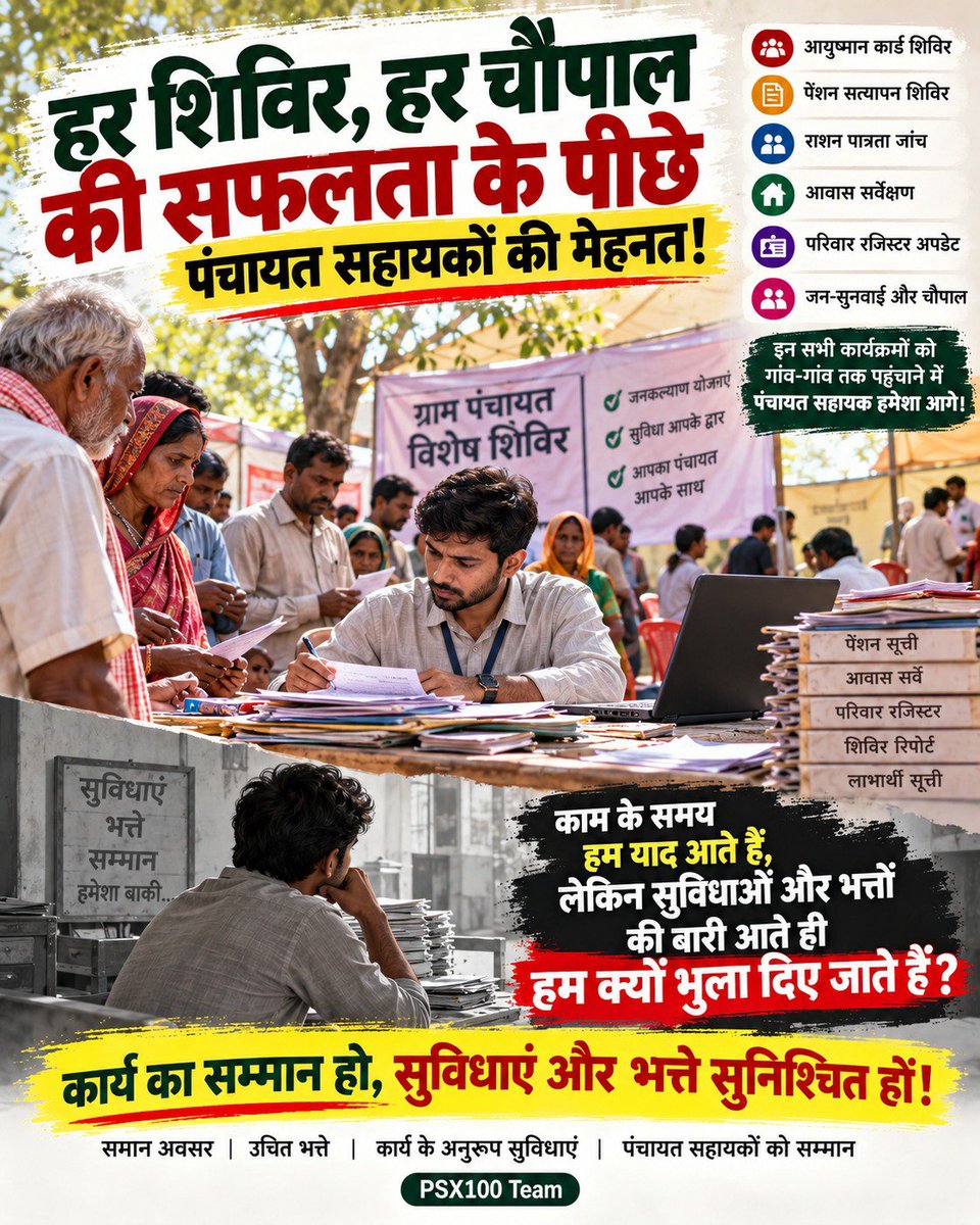 PARADESHIMADDH3's tweet photo. #Regularize_UPPanchayatSahayak

PanchayatSahayak के सेवा-संबंधी मामलों में स्पष्ट नीति से कर्मचारी कल्याण और प्रशासनिक पारदर्शिता दोनों को बल मिलेगा।

@yadavakhilesh @Mayawati @RahulGandhi https://t.co/yUCjGrPsHo