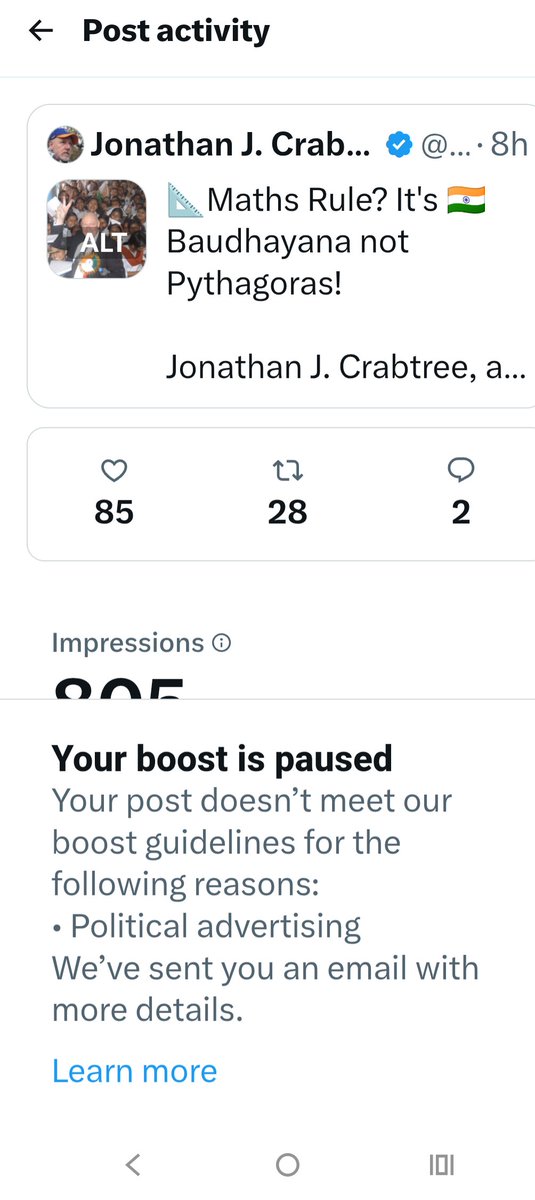 jcrabtree's tweet photo. Dear Elon Musk

Why am I not allowed to tell people the truth that 🇮🇳 Baudhāyana not 🇬🇷 Pythagoras noted the 📐 a² + b² = c² formula first?

🔃🙏 https://t.co/21JvxM9q5u