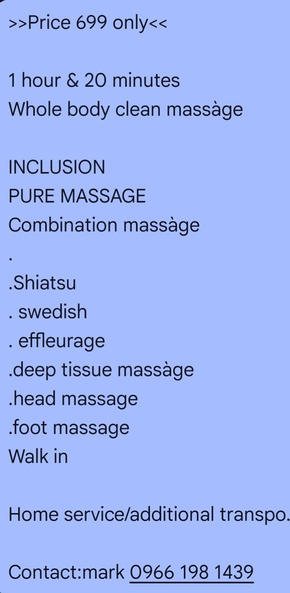 home_serbis's tweet photo. Ito po rate ko sa massage 699 lng 1 hr and 20 minutes whole body massage https://t.co/ZF88ewZb2e