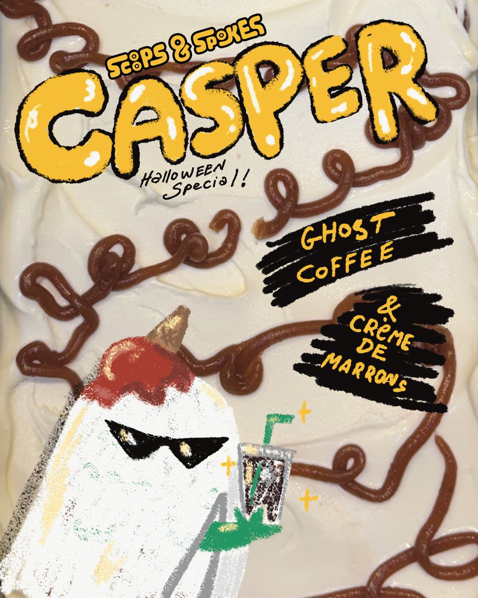 ScoopsNSpokesTH's tweet photo. Halloween Special 
# 3
Ghost Coffee &amp; Créme de Marrons

รสชาติของ Ghost Coffee กาแฟจริงผีไม่หลอก แต่เป็นสีขาวนวลแปลกตา แต่เรายืนยันว่ากลิ่นหอมละมุนนี้มาจากเมล็ดกาแฟ Specialty จริงๆ! 
ในส่วนของซอสเกาลัด หอมมันนัวลงตัวมากๆบินตรงกันมาจากฝรั่งเศสเลย🌰
#เจลาโต้
#ศาลายา https://t.co/xAiydvMFaf