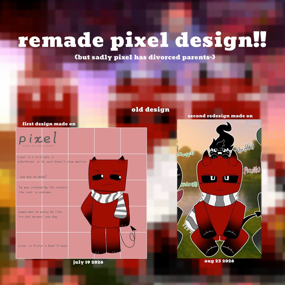 sleepyfluffyz's tweet photo. PIXEL REDESIGN!! 

Oh.. pixel I'm so sorry for your late design but.. your parents are divorced:(

(I feel so bad my fanchild broooo😭)

#twixxel #creator #fankid #creatwix https://t.co/AG8deMwVi0