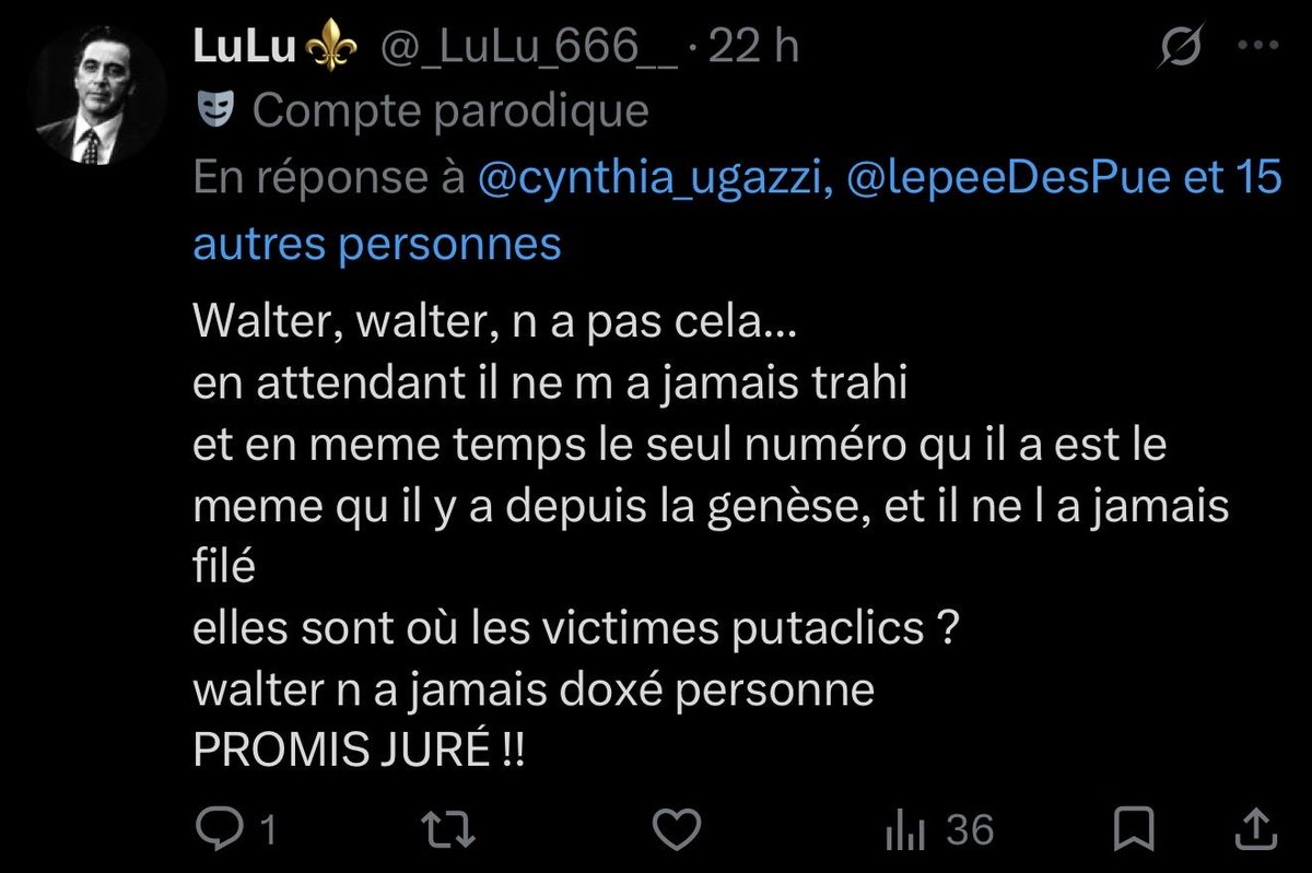 VadosAnge1's tweet photo. @FantomasIIR @lepeeDesPue @LiOnness_FPC_ @FuturprocheX @Racepoutino Regardes ça. Il y a 3j Lulu défendait Walter en disant qu’il ne l’avais jamais trahis (doxing)… et aujourd’hui Walter l’a traité de baltringue

🤣🤣🤣🤣
C’est ce qu’on appel sucer à perte CQFD la partie est terminée bonsoir messieurs dames https://t.co/ncsIfrVsPV